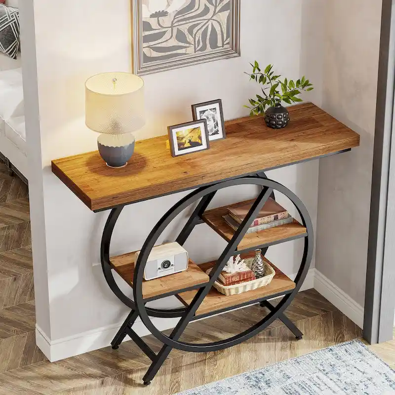 39.4-Inch Console Table, 4- Tier Industrial Entryway Table