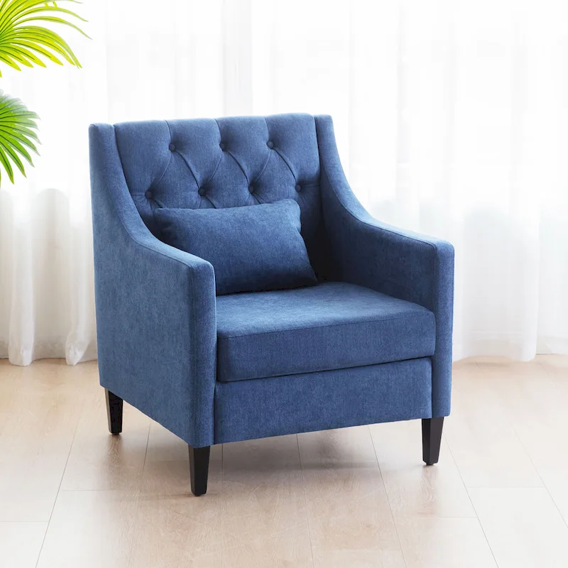 Living Room Chairs, Accent Armchair with lumbar pillow, Elegant Bedroom Reading Chair, Mid-Century Upholstered Sofa Chair