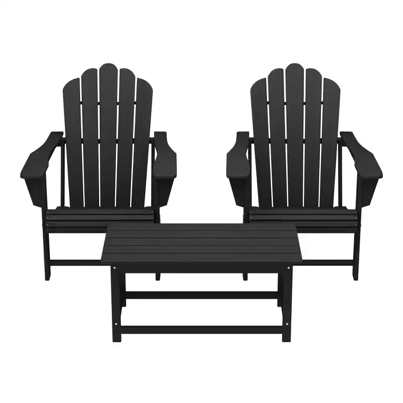 WestinTrends Highland 3-Piece Adirondack Chairs with Cup Holders and Coffee Table Set