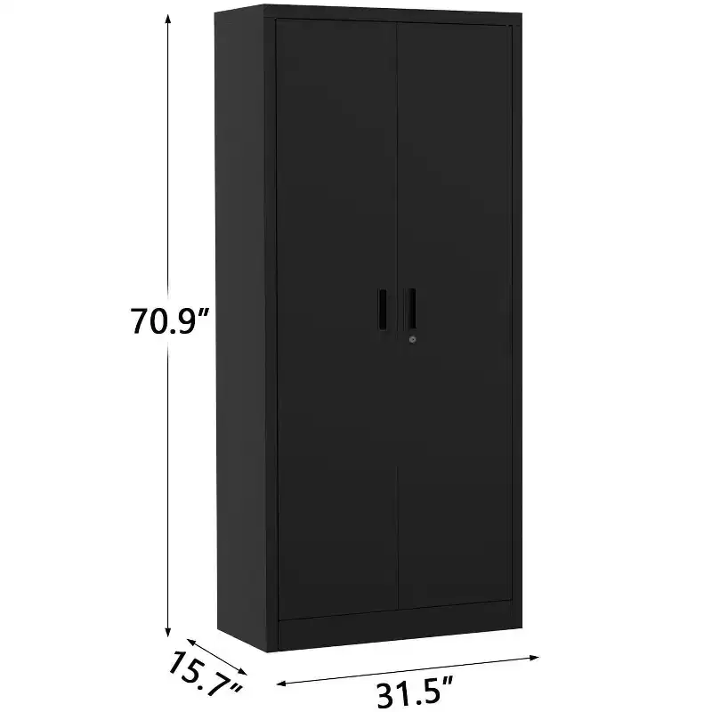 71 Tall Metal Storage Cabinet with Doors & 4 Adjustable Shelves,Heavy Duty Lockable Cabinet