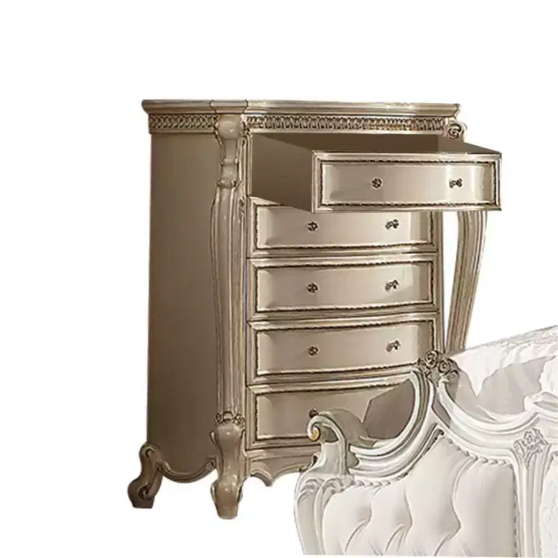 46" Picardy Chest Antique Pearl - Acme Furniture: European Style, 5 Drawers, No Assembly Required