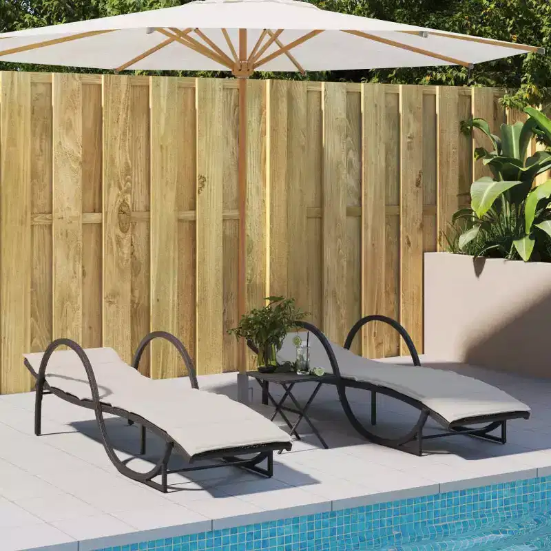 vidaXL Sun Lounger Black, Cream White PE rattan, powder-coated steel