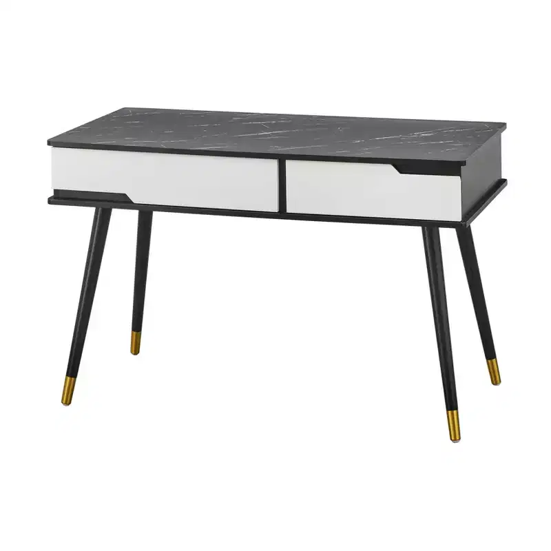 2 Drawer Mid-Century Modern Desk Black