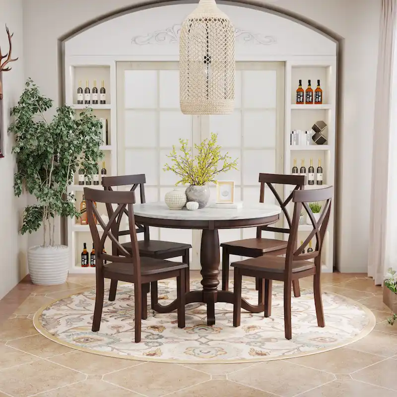5 Pieces Dining Table and Chairs Set