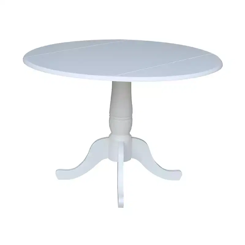 42" Patsy Round Top Dual Dining Table White - International Concepts: Drop Leaf, Seats 4
