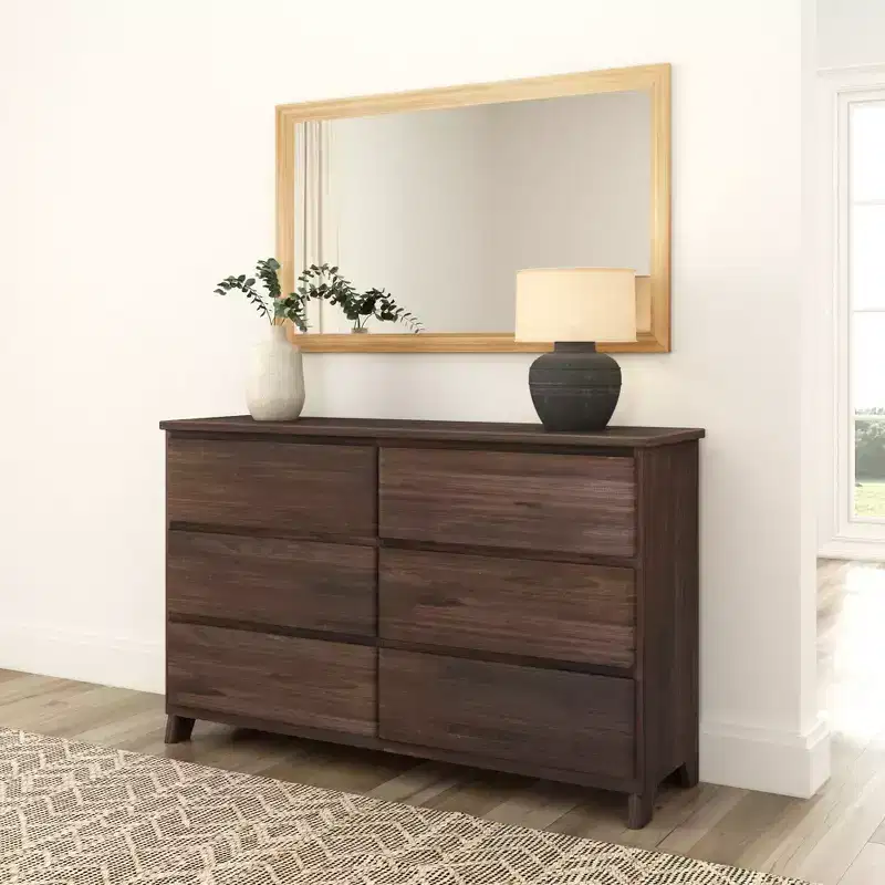 Solid Wood Farmhouse 6 Drawer Dresser