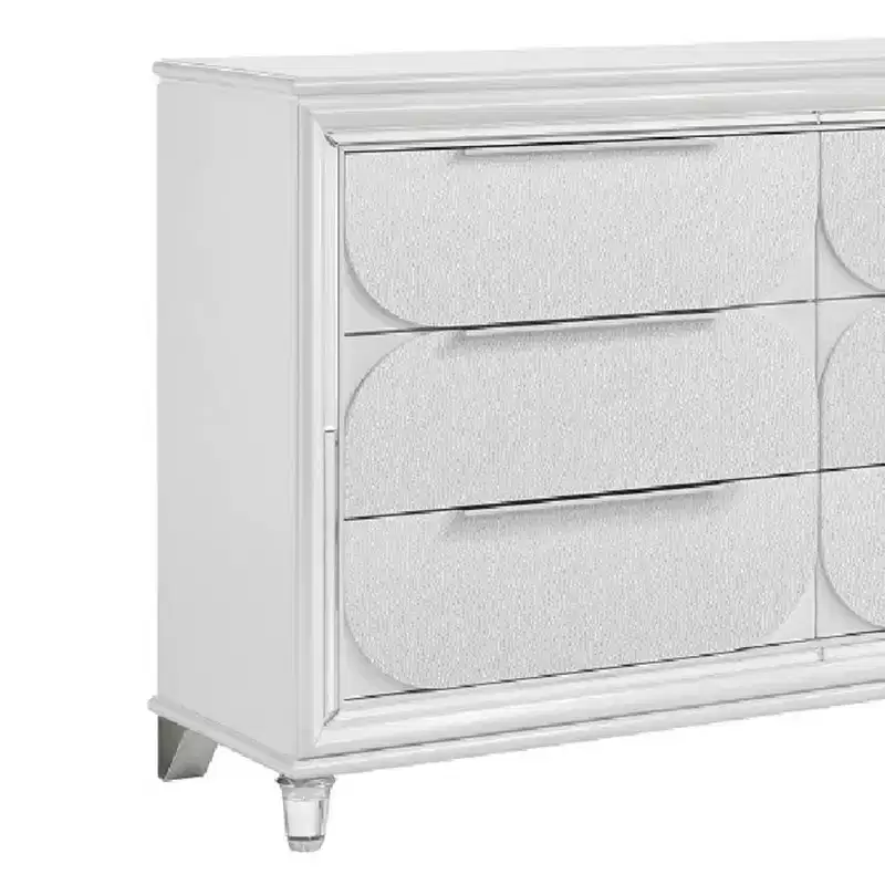 64-Inch 6-Drawer Dresser - Pearl White, Dovetail Construction