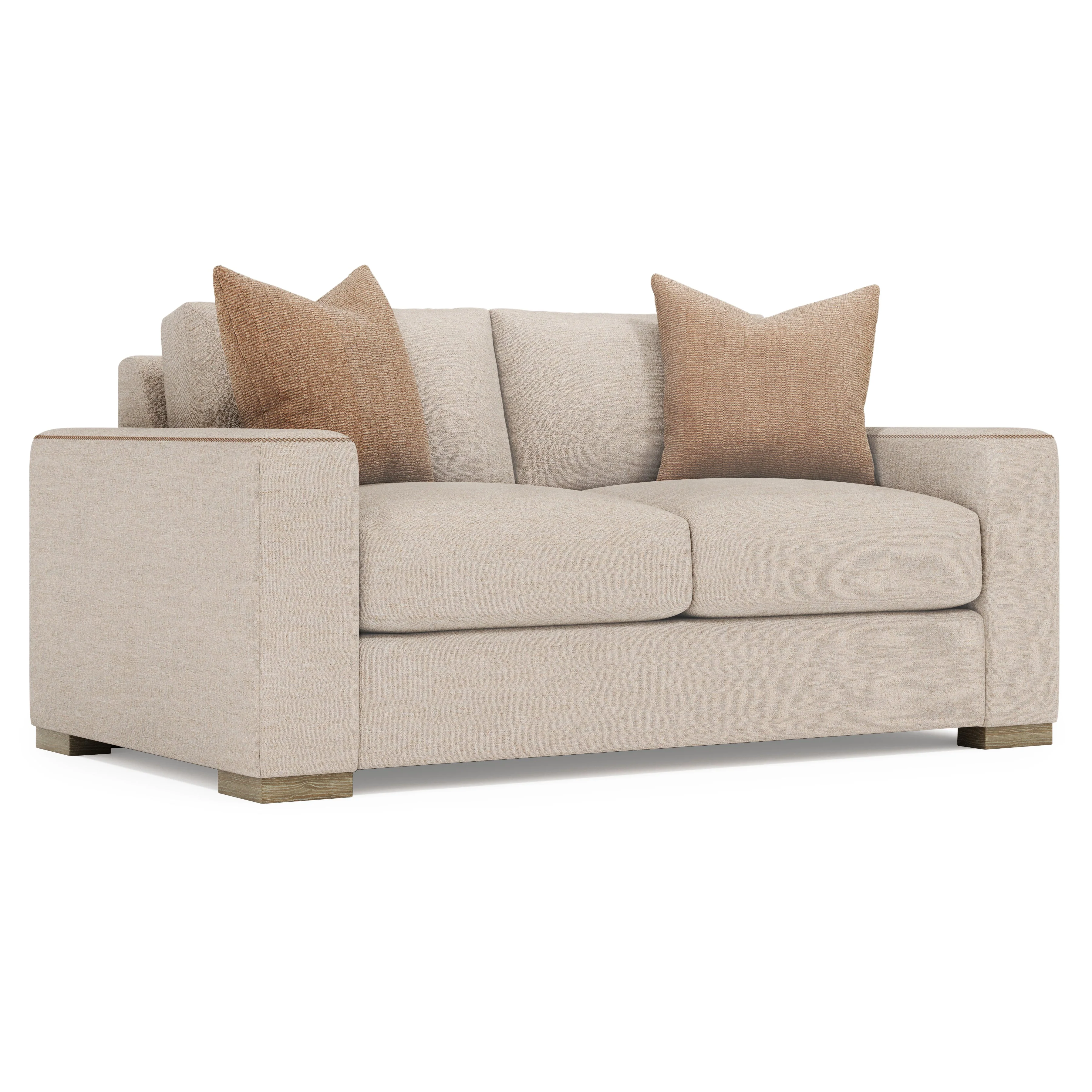 X-Stitch Track Arm Deep Cushion Block Feet Fabric Loveseat