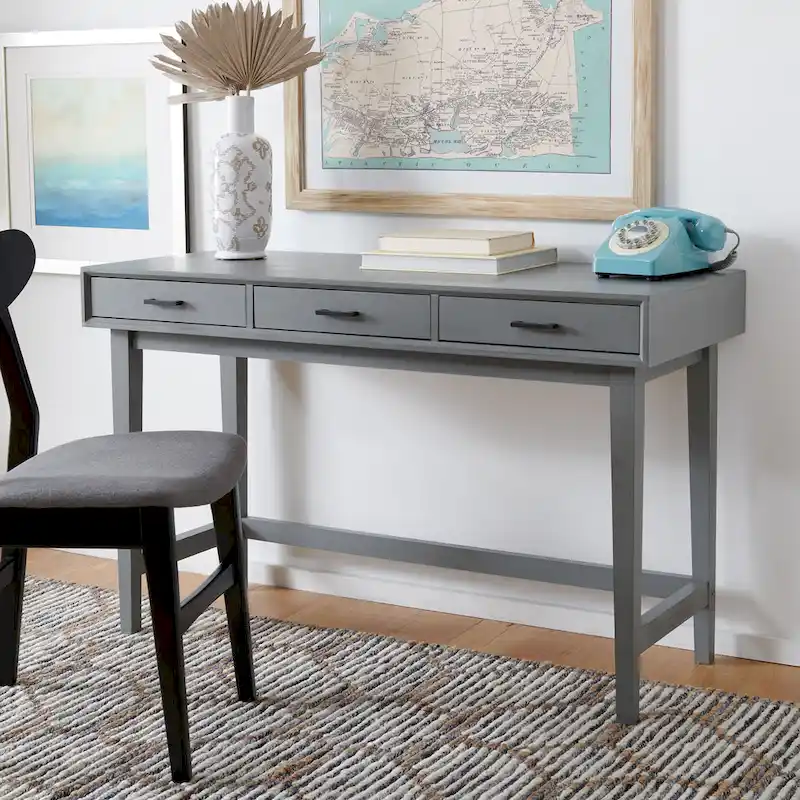 Delsie Mid-Century 3-Drawer Desk