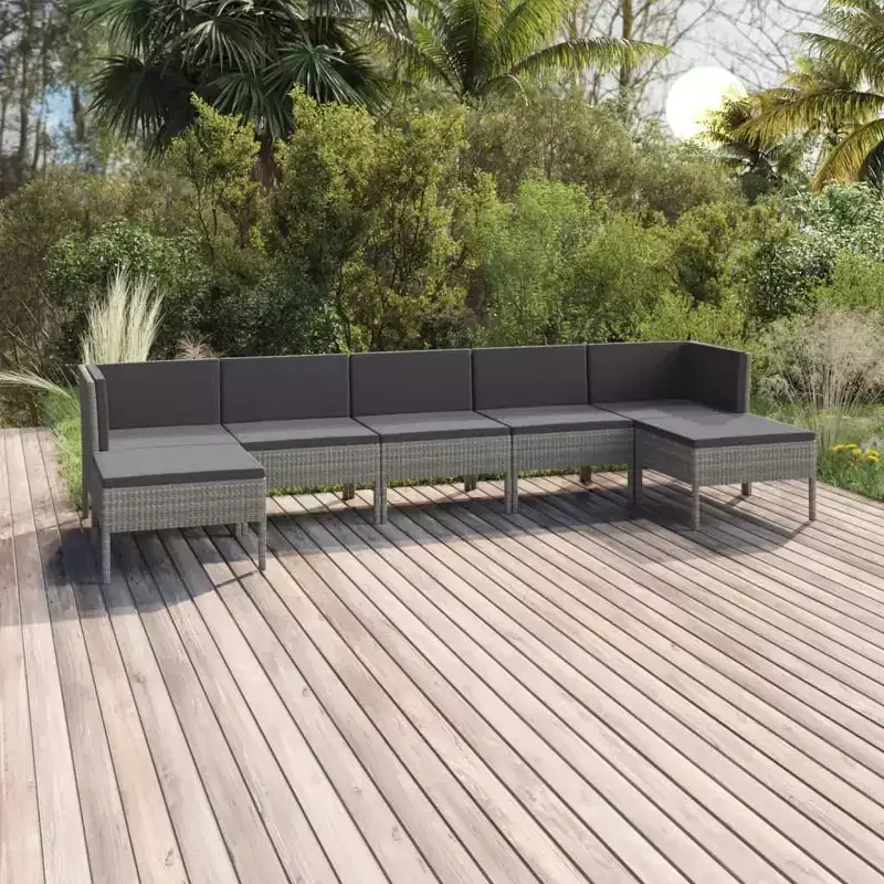 vidaXL Garden Lounge Set Patio Sectional Sofa Couch Outdoor Poly Rattan Grey