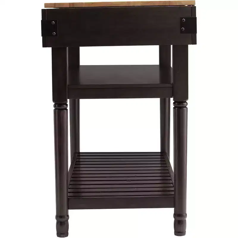 Kitchen Island with Butcher Block Top, Smoked Ash/Natural