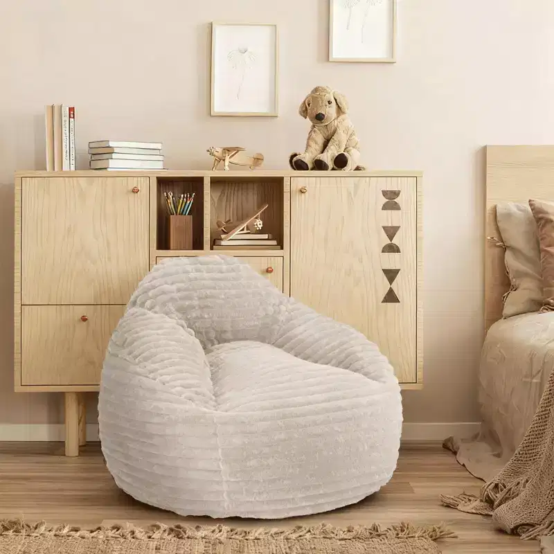 TUYOHW Velvet Lazy Chairs for Adults,Comfy Bean Bag Chairs with Soft Removable Cover for Living Room,Camel