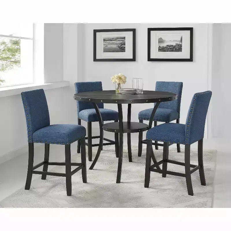 Wood & Metal Counter Height Round Dining Table 48'' Diameter