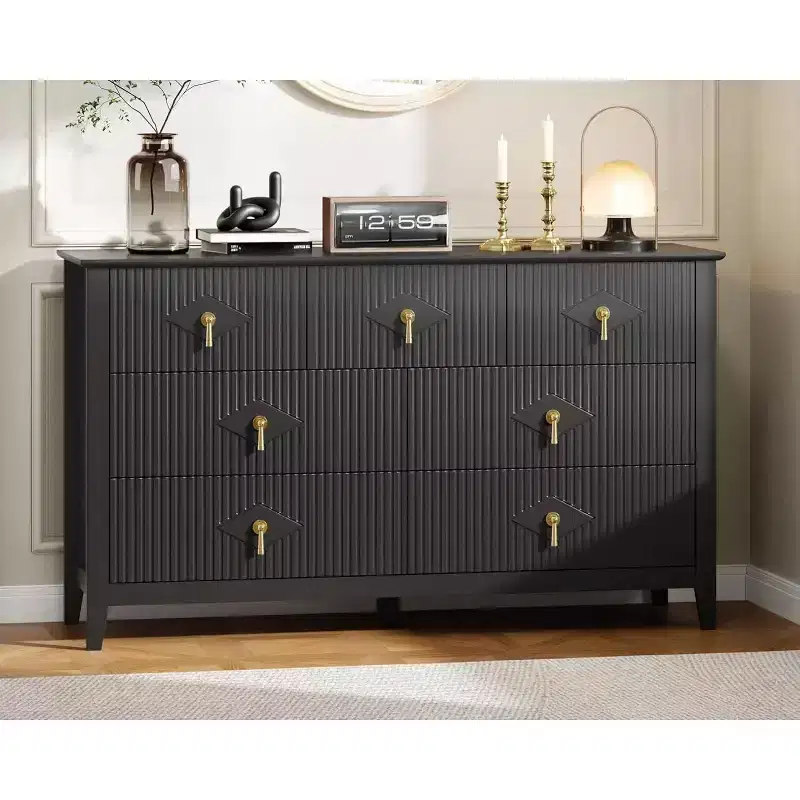 Acekool 54 7-Drawer Fluted Dresser, Wide Storage Organizer Cabinet with Deep Drawers and Anti-Tip Kit