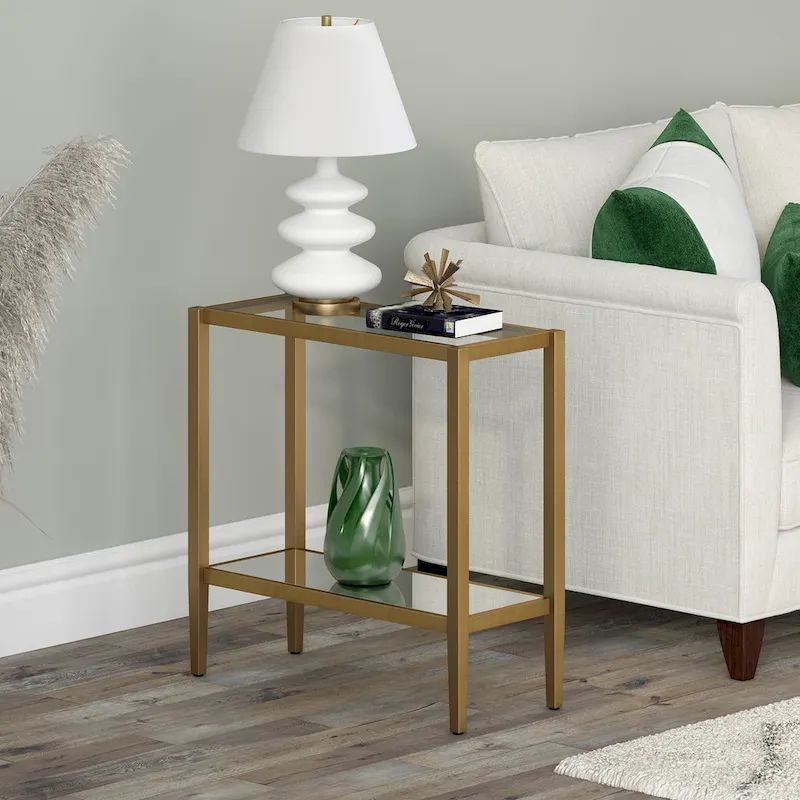 Hera 24 Rectangular Side Table with Glass Shelf