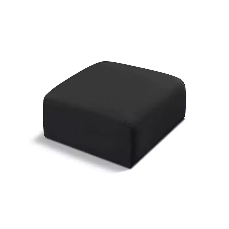 Arc Vegan Leather Ottoman, Channel Tufted, Eucalyptus Wood Frame, 31