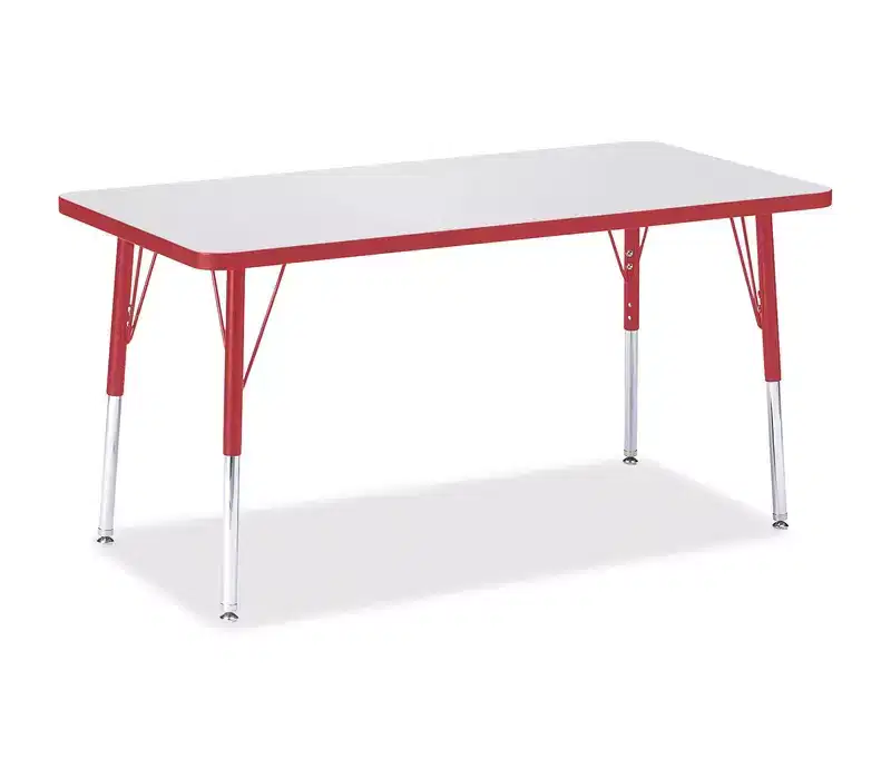 Jonti-Craft Berries Adult Height Color Edge Rectangle Table (24 x 48) in Red