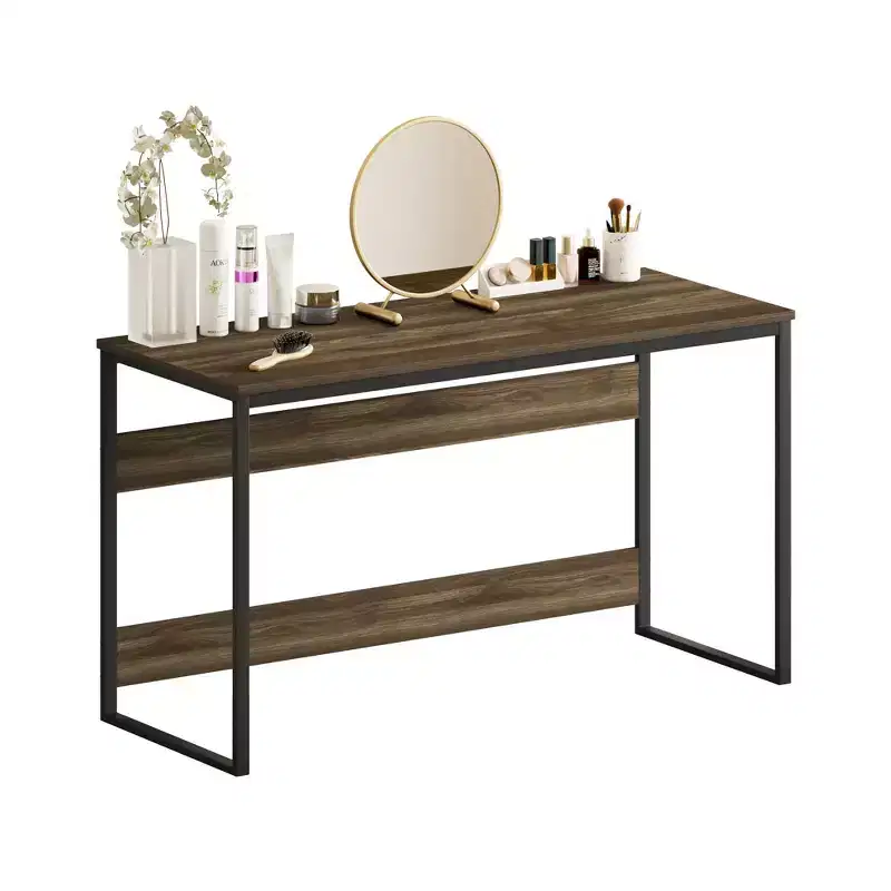 52 Computer Desk Metal Frame Study Table Home Office Workstation w/Storage Compartment
