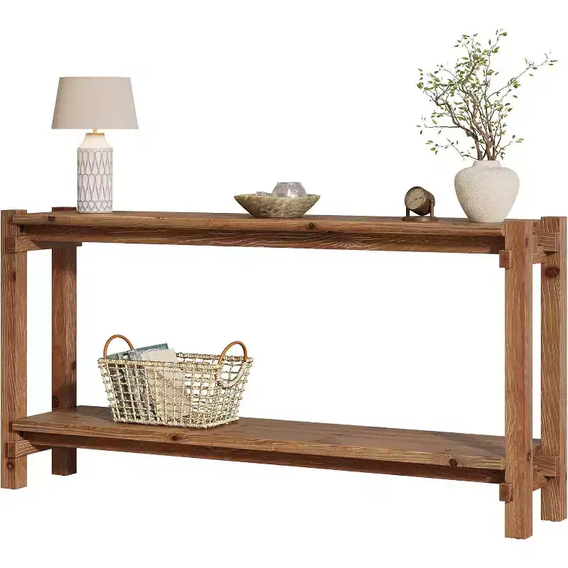 Lantine Solid Wood Console Table, Narrow Entryway Table with Storage for Living Room, Entrance, Behind Sofa, Brown