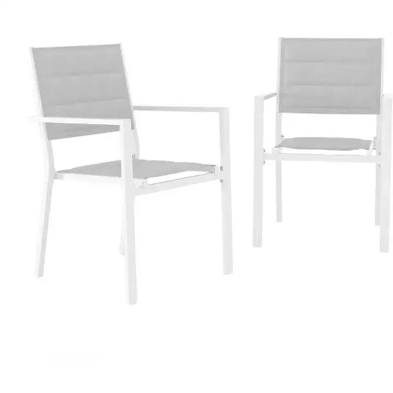 Patio Stackable Chairs Set of 2 Outdoor Aluminum Stacking Dining Chairs with Textilene Fabric for Outdoor Patio Deck Backyard
