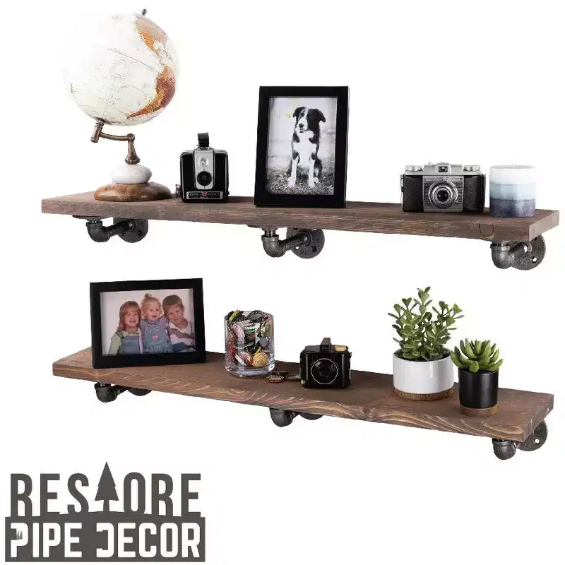 Driftwood Tan 36 in. Shelves with L-Shaped Brackets