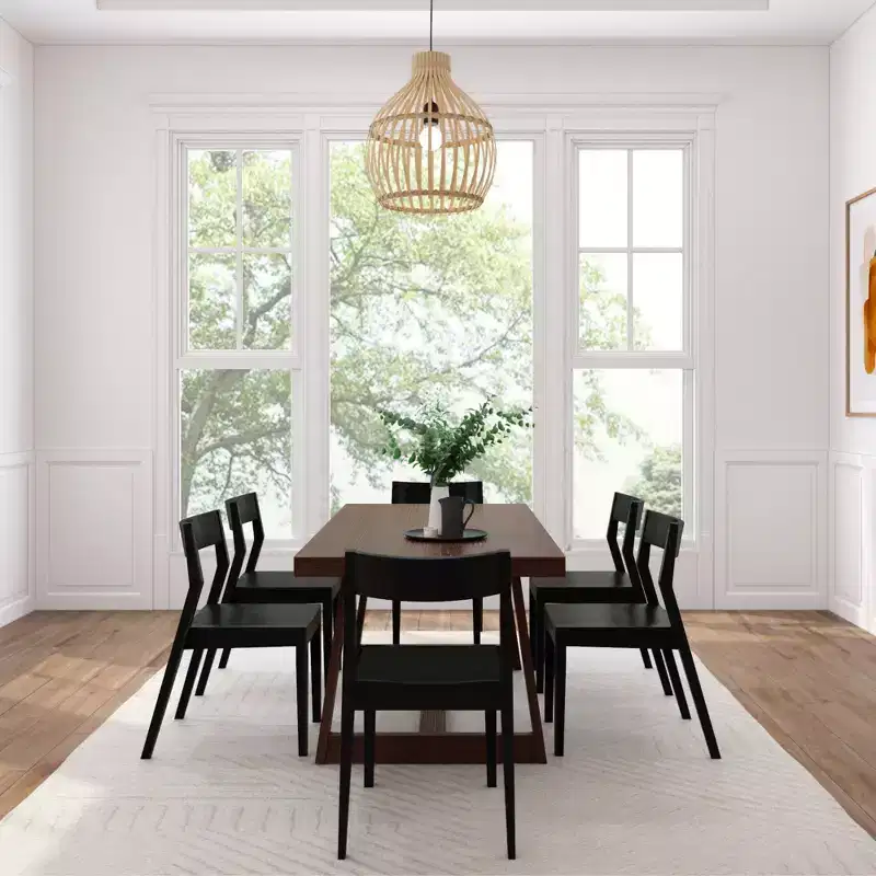 Plank+Beam 72 Classic Solid Wood Dining Table Set, Walnut Wirebrush, + 6 Chairs