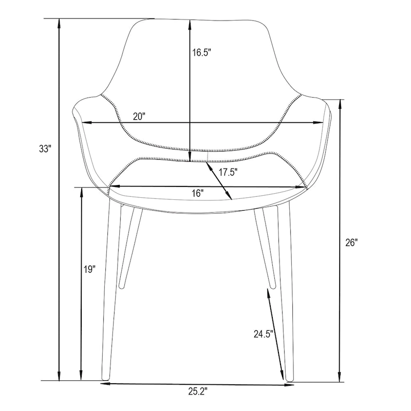 Markley Leather Dining Chair with Iron Legs Set of 4 Modern Accent Armchair