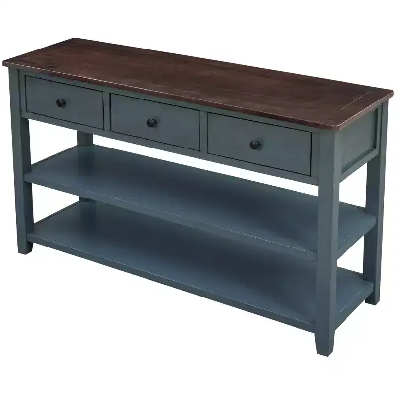 Whisen Modern Design Console Table with 3 Drawers and 2 Open Shelves