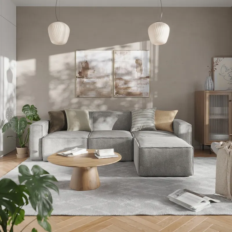 Contemporary 4 Piece Modular Sectional Sofa with Ottoman