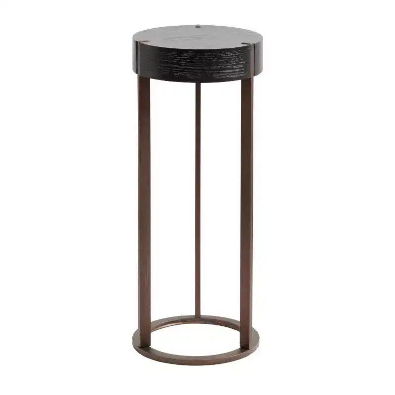 Kate and Laurel Rovin Drink Table Wood and Metal, 9x9x22, Black