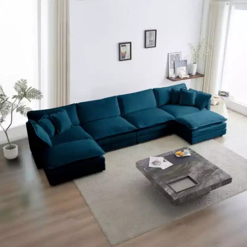 Modular U-Shape Sofa: Reversible Chaise, Double Ottomans, and Supreme Comfort