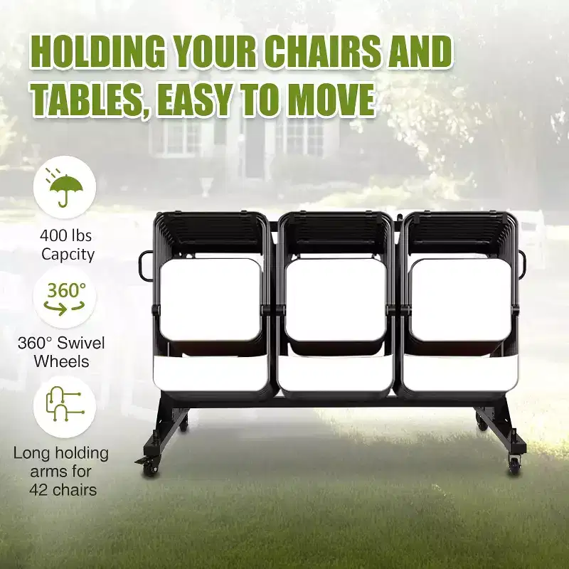Folding Chair Cart with Wheels Folding Chair Rack for Storage of Chairs or Tables 400/800 LBS Capacity Chair Holder Dolly
