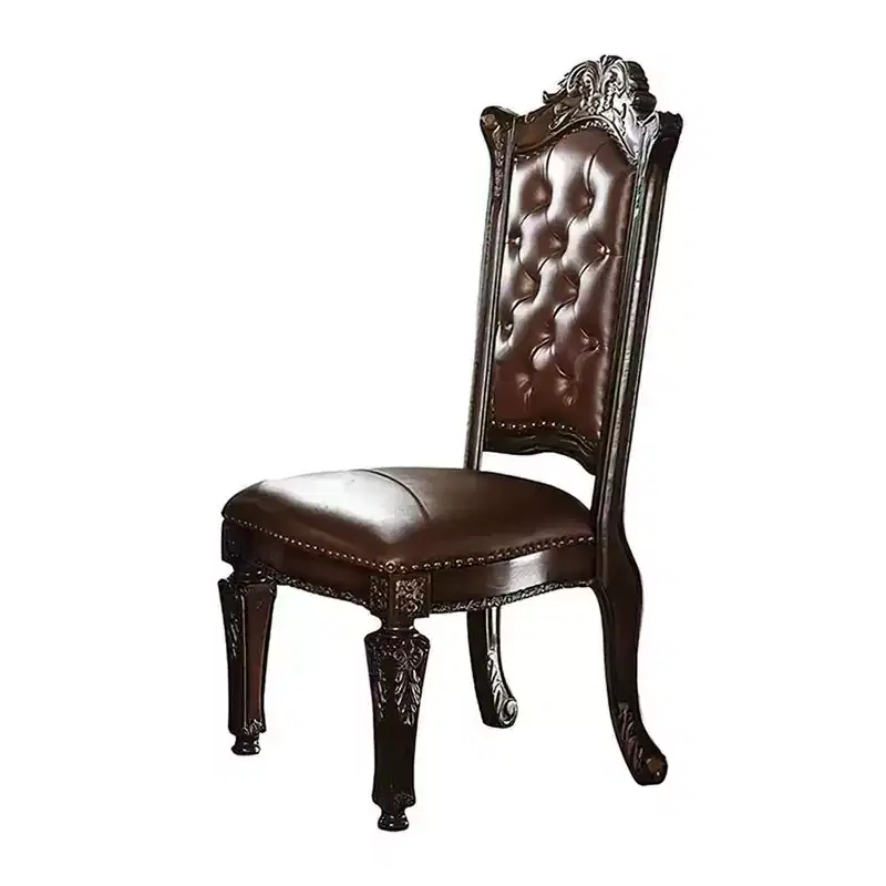 Set of 2 23" Vendome Dining Chairs Cherry - Acme Furniture: Traditional Carved, Nailhead Trim, Polyurethane Upholstery