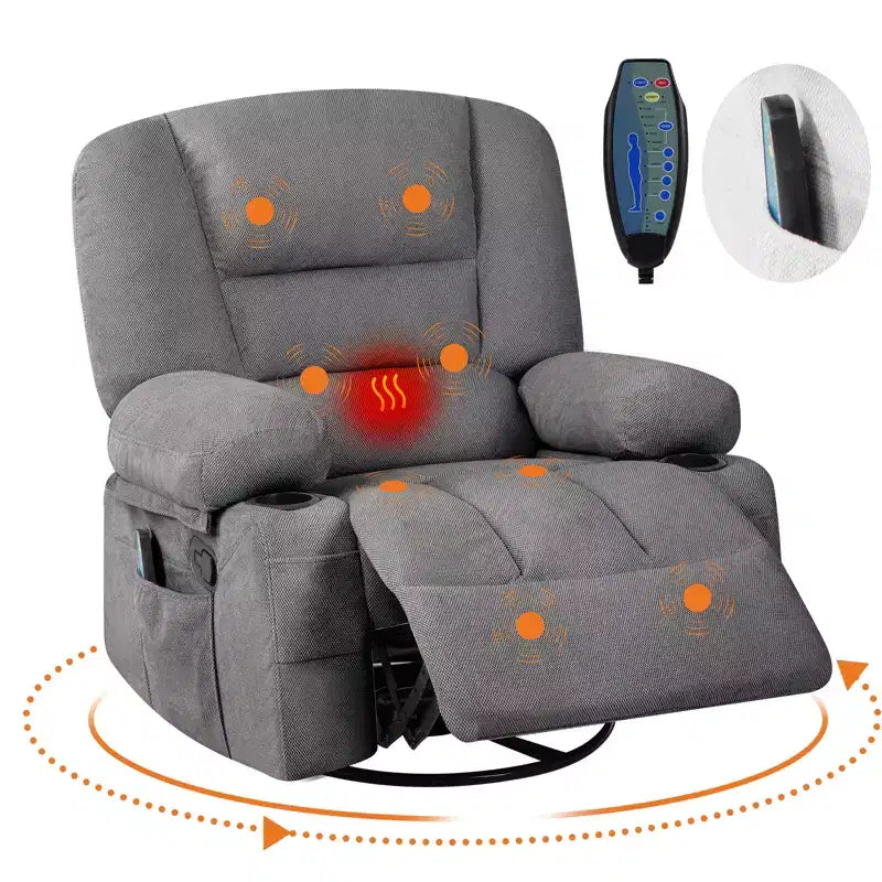 360 Swivel Chenille Rocker ChairsRocking Recliner Chair , for Living Room, Home