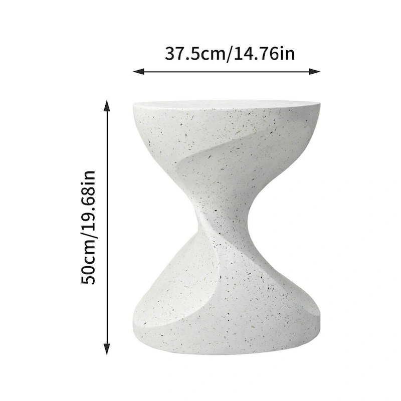 Hourglass Shaped Lightweight Concrete Patio Side Table Bedside Accent End Table - 14.76x19.68 inch