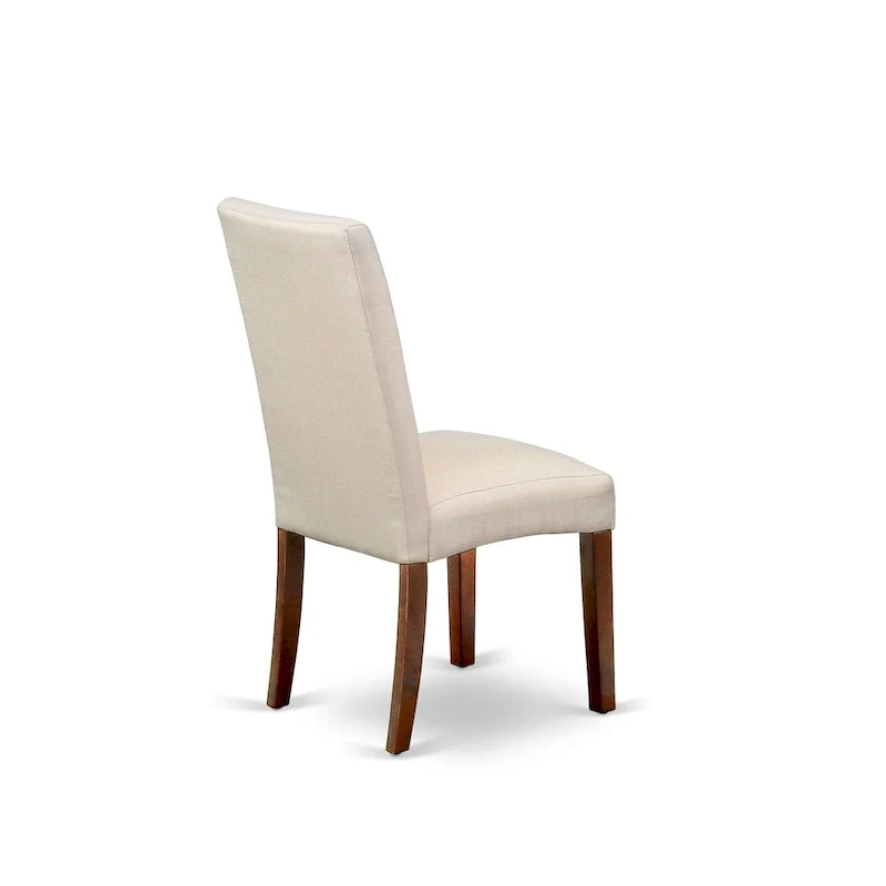 East West Furniture Kitchen Table Set- A Round Dining Room Table and Cream Linen Fabric Parson Chairs, Mahogany (Pieces Options)