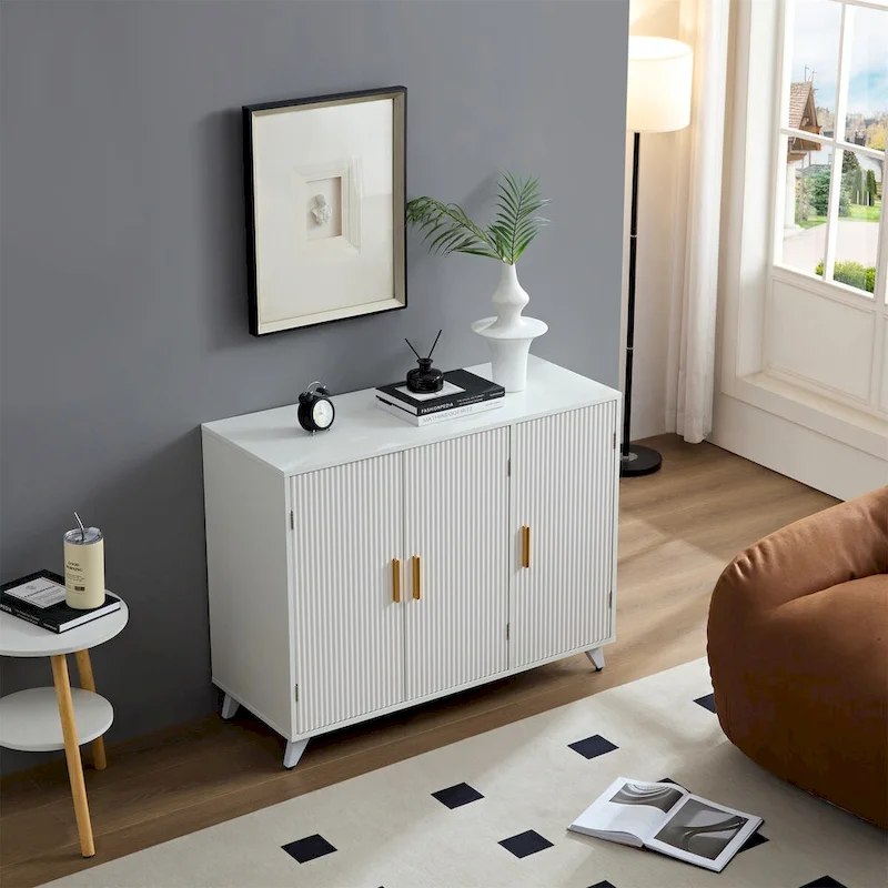 Ideboard with Wavy Texture Buffet Cabinet