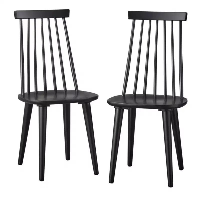 angelo:HOME Set of 2 Hermosa Modern Farmhouse Solid Wood Spindle Dining Chair Black