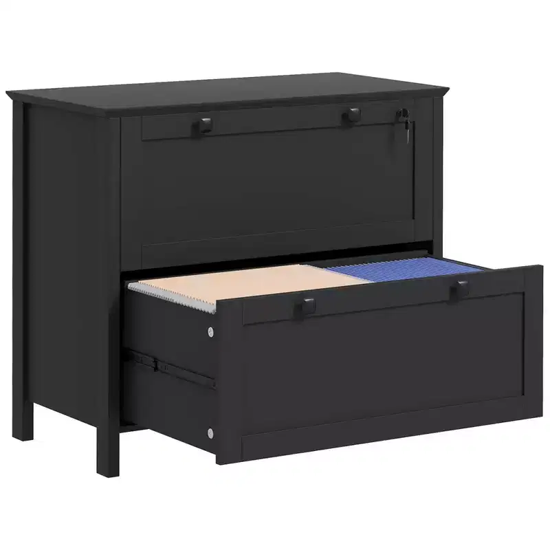 HOMCOM 2 Drawer File Cabinet with Lock, Lateral Filing Cabinet with Keys and Adjustable Hanging Bar for Letter, A4 and Legal Size