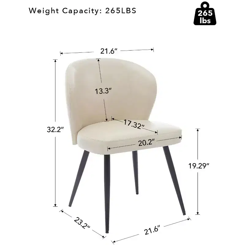 GustoWave Mid-Century Upholstered Dining Chairs Set of 2, Modern Shell Shape Kitchen Chairs, Synthetic Leather with Stitching