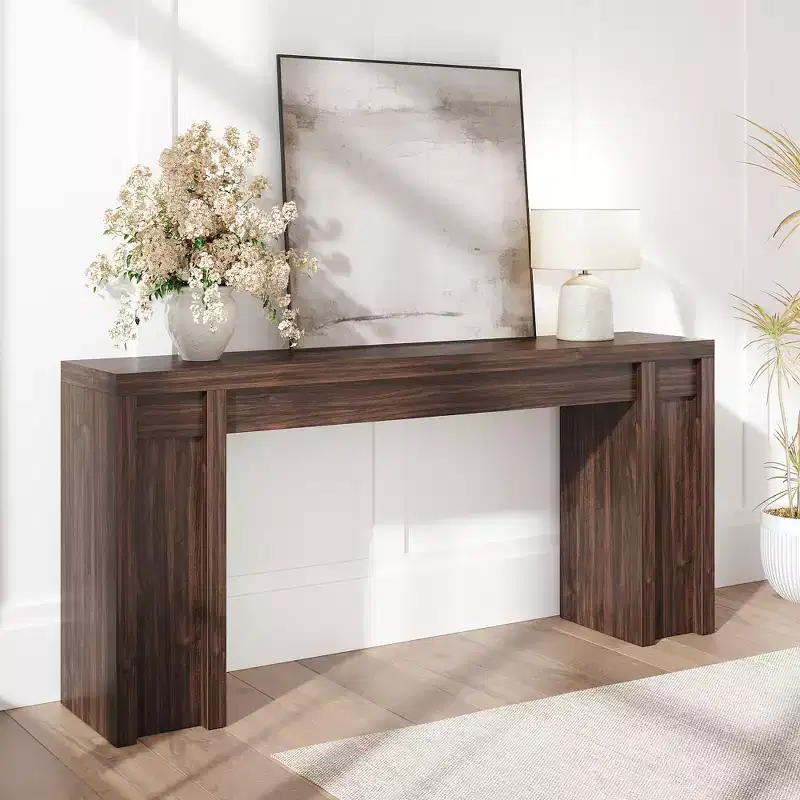 70.9-Inch Entryway Table, Wooden Farmhouse Console Table, Thick Sofa Table Behind Couch Table, Long Console Tables for Entryway Living Room, Walnut