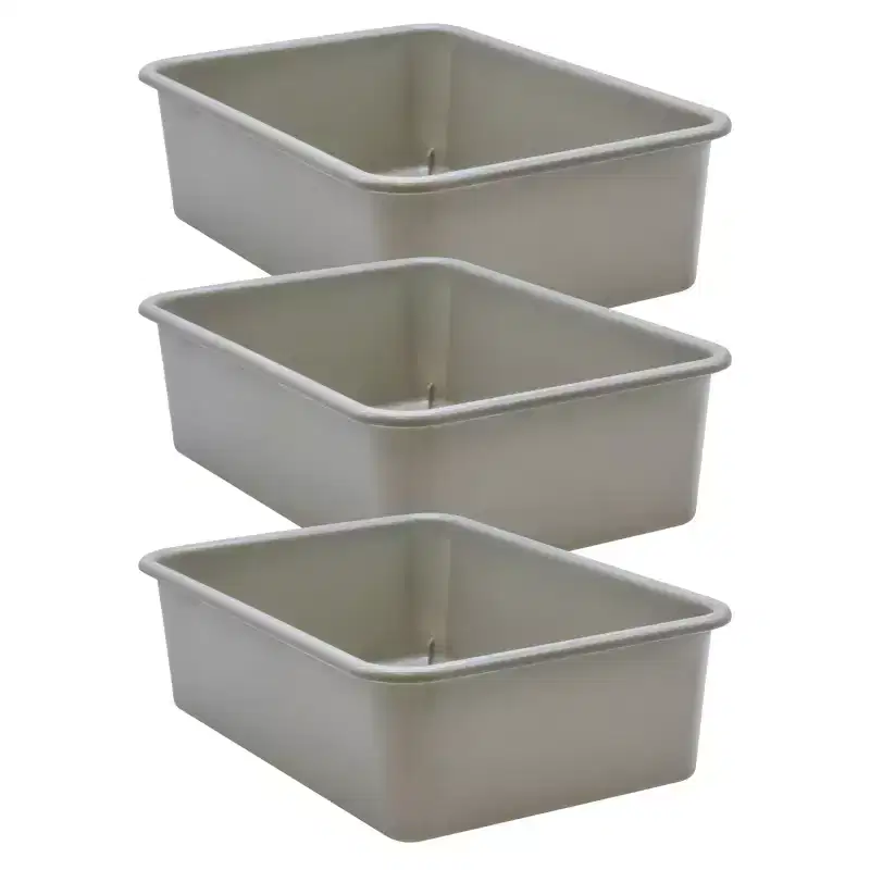 Gray Large Plastic Storage Bin Pack of 3
