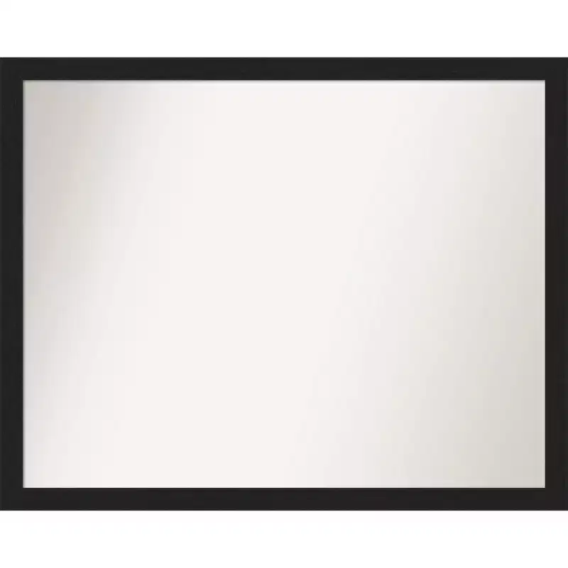 30" x 24" Non-Beveled Grace Brushed Metallic Black Narrow Wall Mirror - Amanti Art: Modern Rectangle, Polystyrene Frame