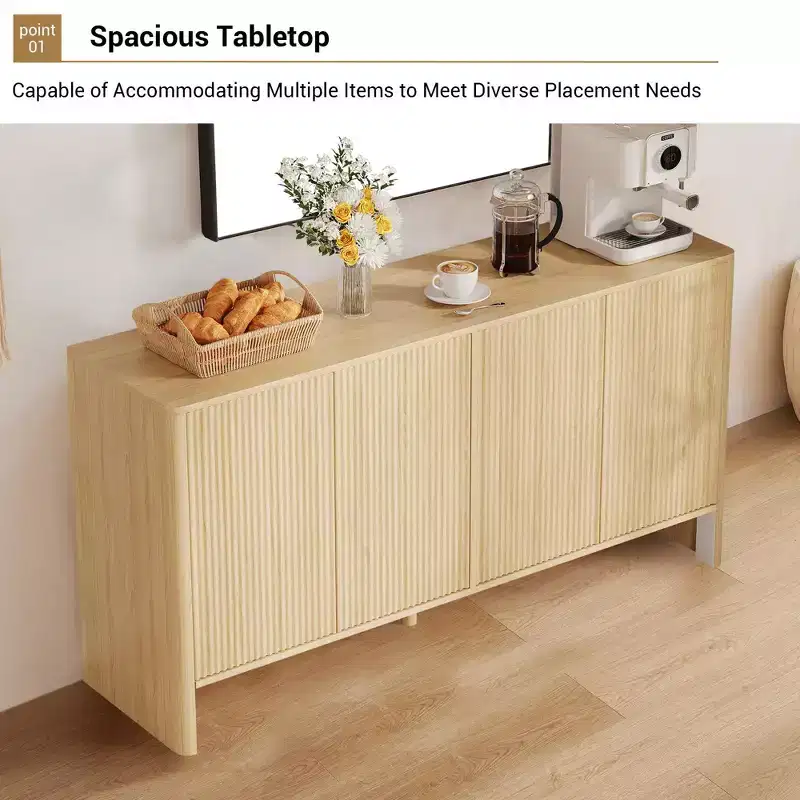 CuisinSmart 58'' Modern Sideboard Buffet Cabinet with 4 Doors, Credenza Coffee Bar TV Console Cabibet with Storage for Kitchen Dining Living Room