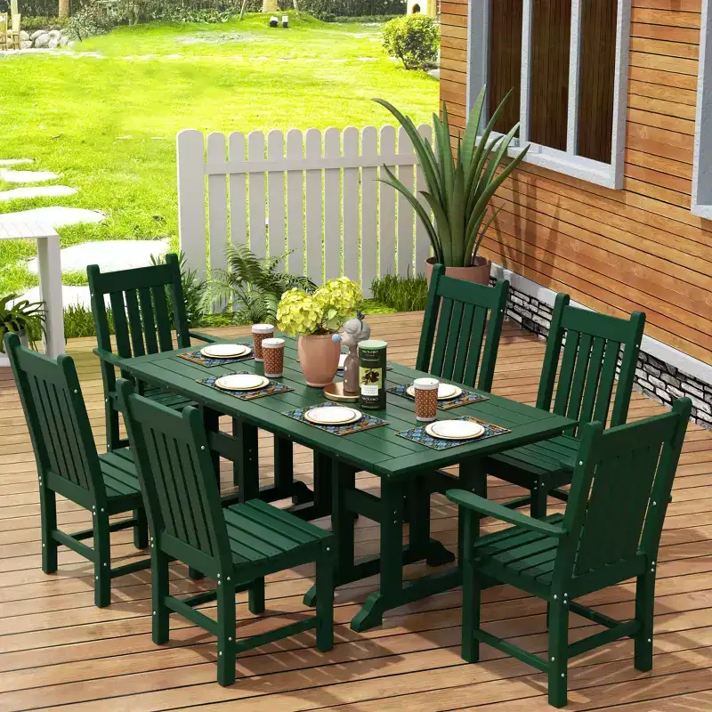 WestinTrends Malibu 7 Piece Outdoor Patio Dining Set Outdoor Dining Table with Dining Chair, Dark Green