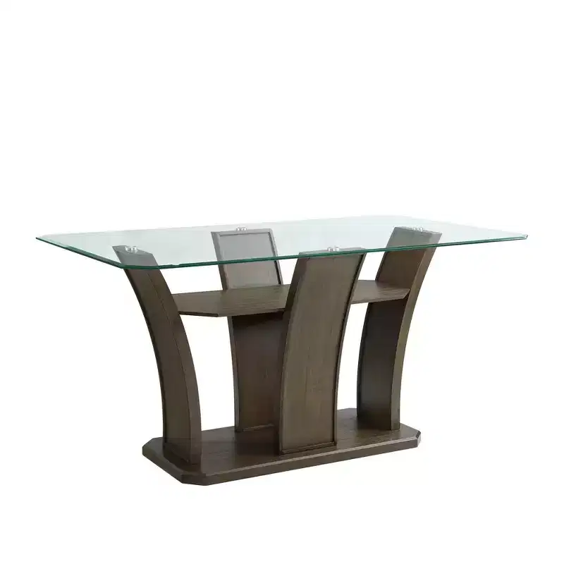 Simms Rectangular Counter Height Table Walnut - Picket House Furnishings: Glass Top, Mid-Century Modern, Seats 4