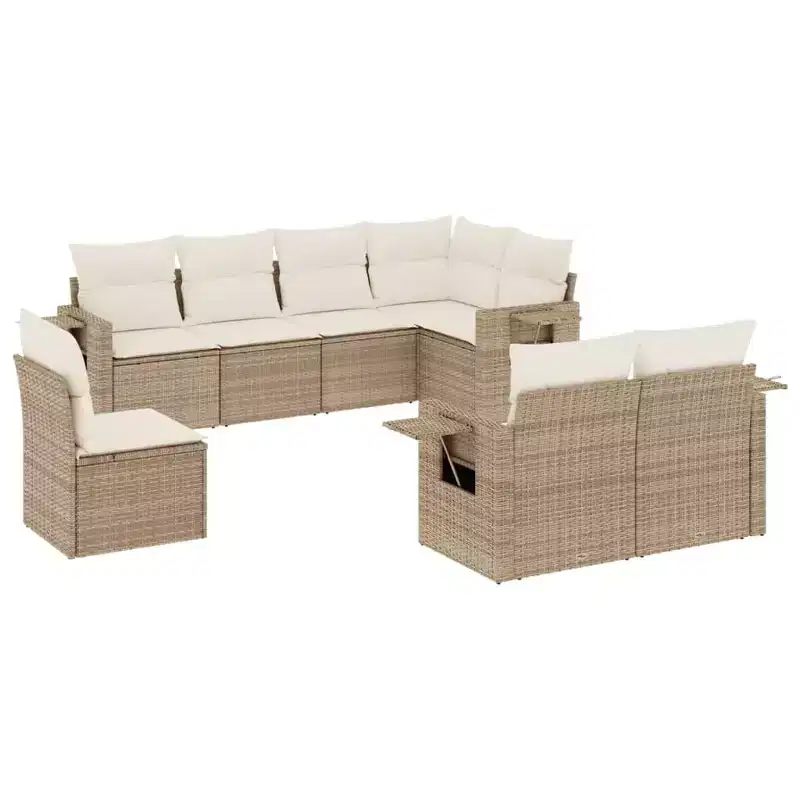 vidaXL 9 Piece Patio Sofa Set with Cushions Poly Rattan