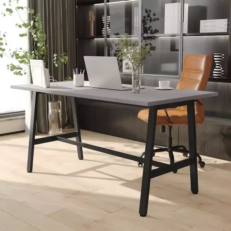 Emma and Oliver 60x30 Dining or Gaming Table with Double Sided Laminate Table Top and Heavy Duty A-Frame Steel Base