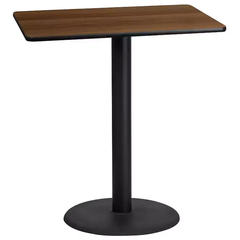 Emma and Oliver 30x42 Rectangular Laminate Bar Table with 24 Round Base