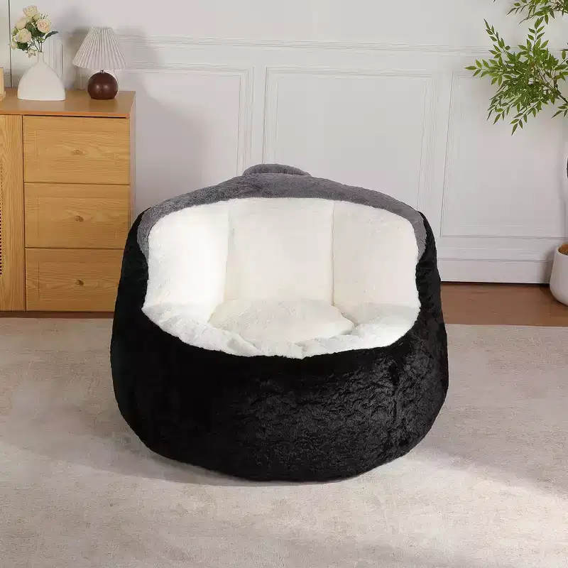 Whisen Oversized Bean Bag Chairs, Multicolor Faux Fur Couch, Large Lounger Sofa Filled with Shredded Sponge, No Assembly Required